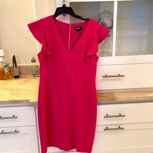 Hot pink DKNY dress with flutter sleeves Size 12